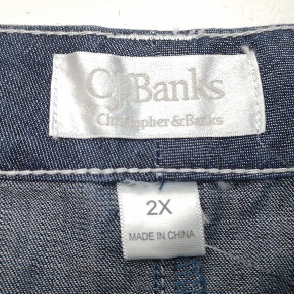 NWT C.J. Banks Ladies Size 2X A-line Midi Denim Skirt w/ Embroidered Bottom - Picture 3 of 11